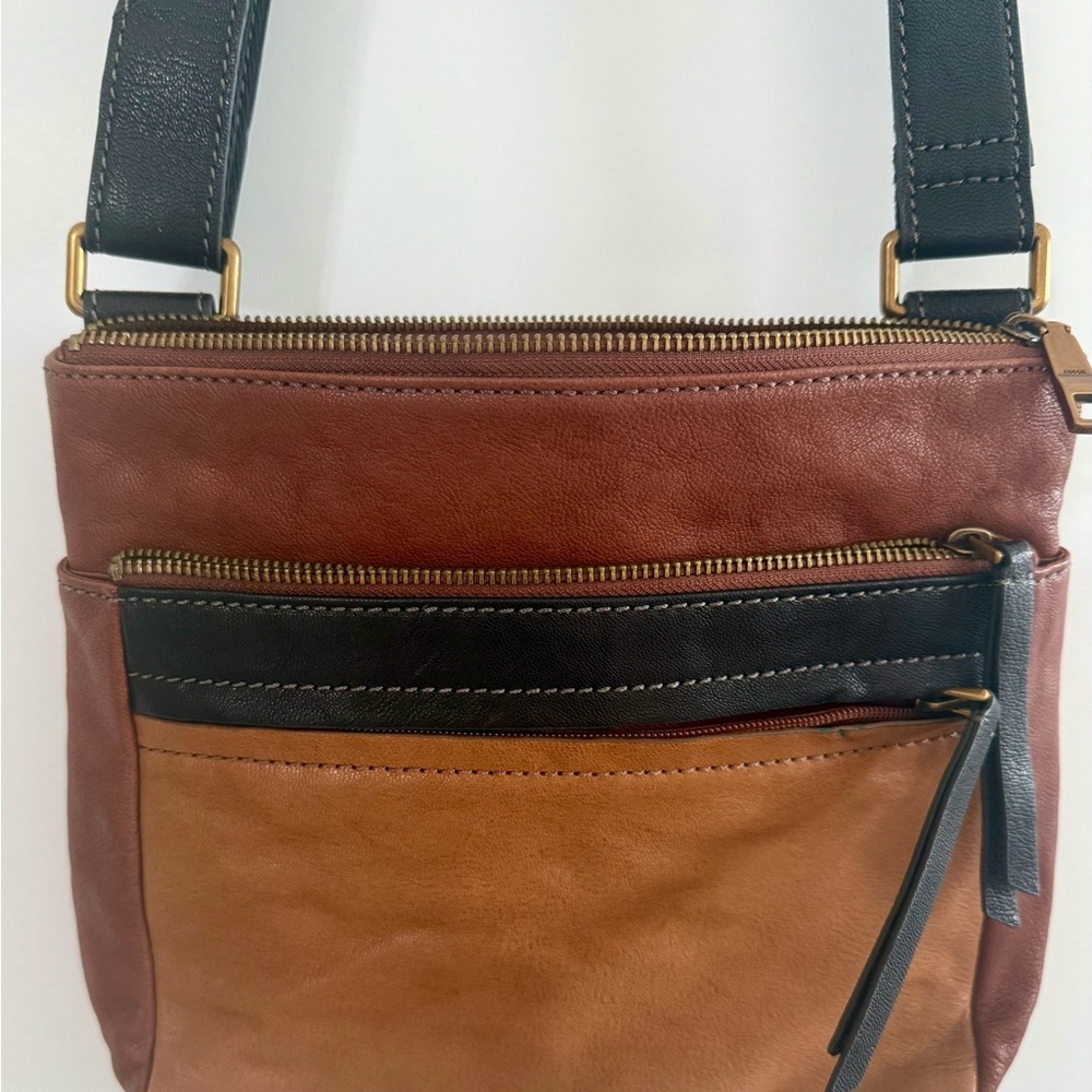 Fossil Black and Brown Crossbody Bag
